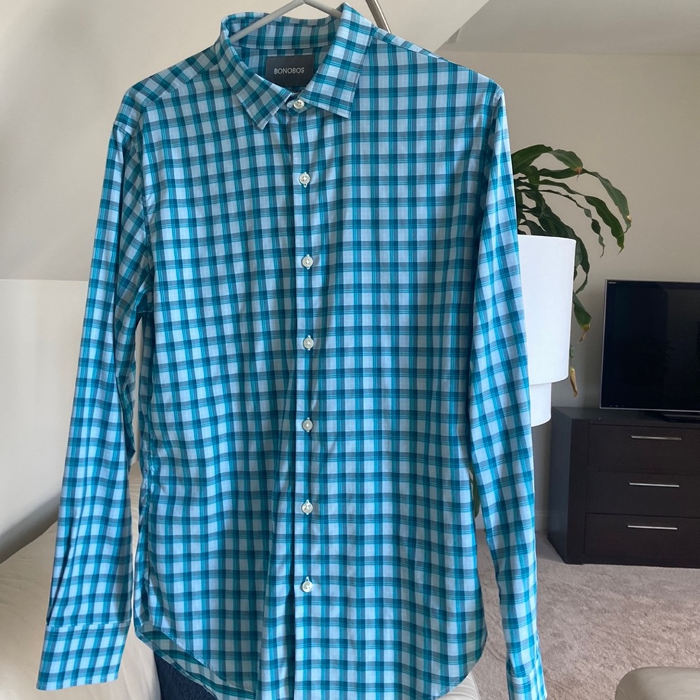 Bonobos Slim Fit Blue Checkered Dress Shirt